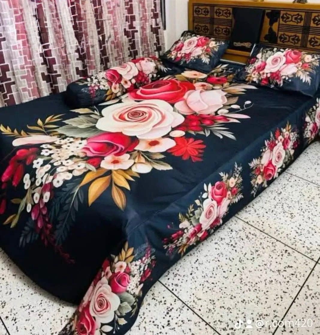 King size 3d Waterproof bedsheets Set