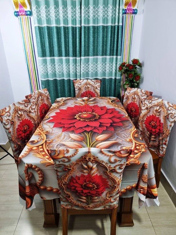 High Quality  Digital 3D Print Dining Table Cover 7p Set