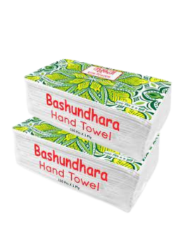 Bashundhara Hand Towel 1 ply 150 pcs Poly (White) 2pcs