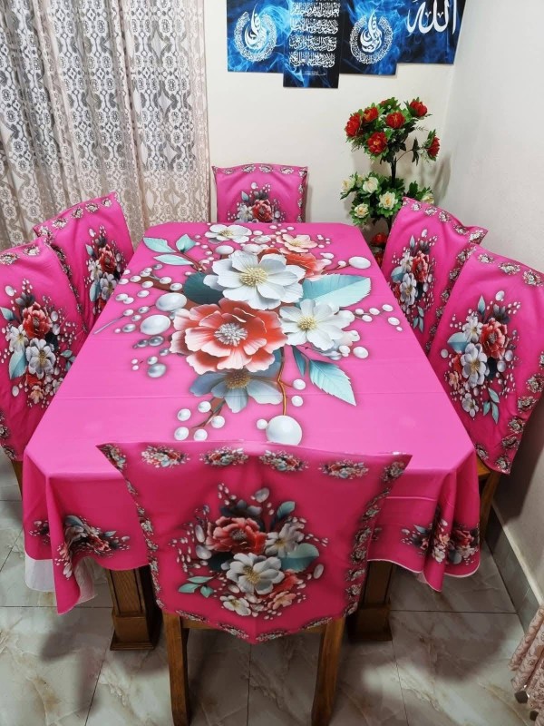High Quality  Digital 3D Print Dining Table Cover 7p Set